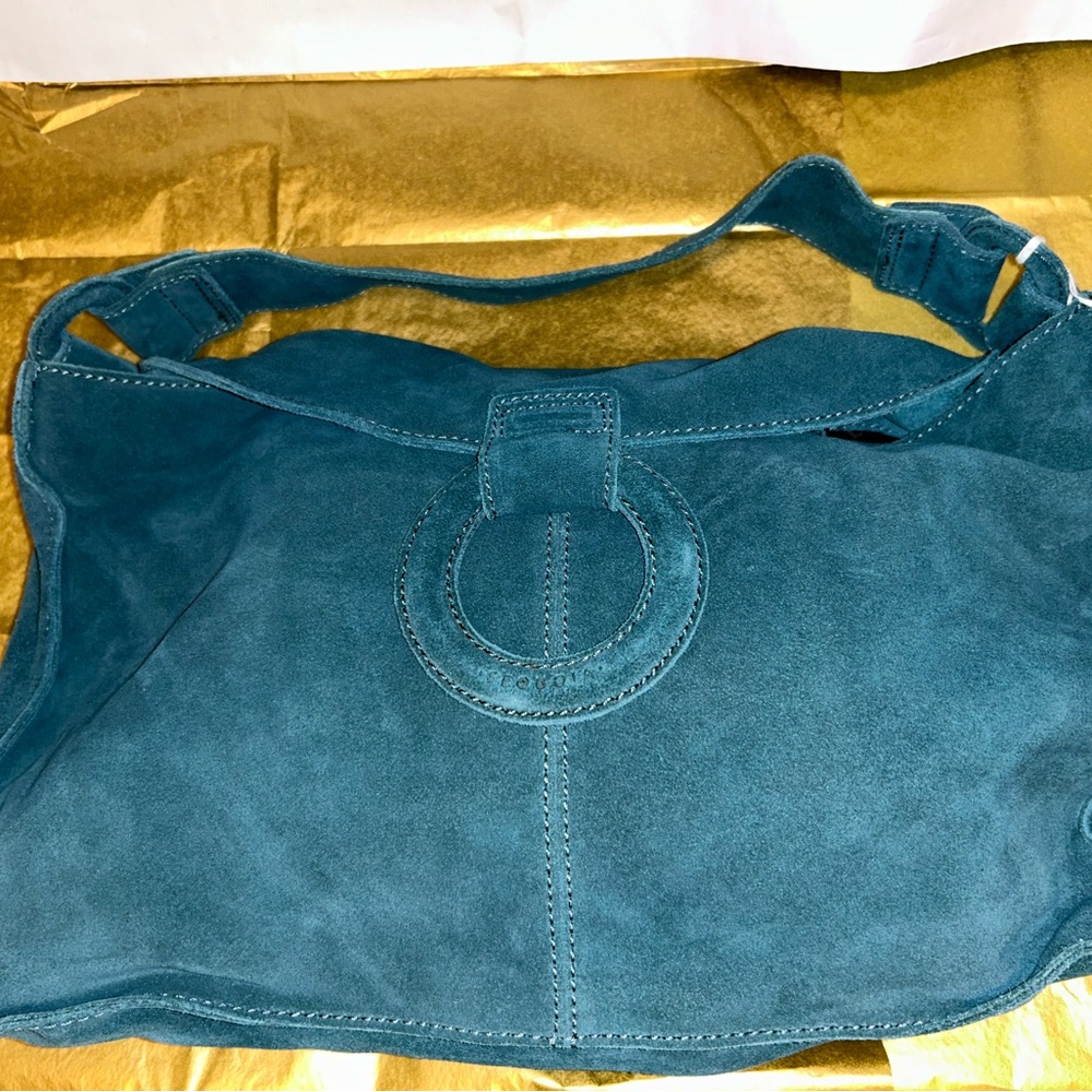 New Sequoia Teal Suede Shoulder Bag with Dust Cover